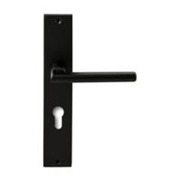 Hardbrass Deurkruk Athene op rechthoekig langschild profielcilindergat 72mm - zwart - thumbnail