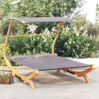 Loungebed met luifel 165x203x138 cm gebogen hout antracietkleur - thumbnail