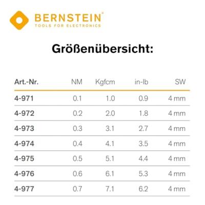 BERSTEIN Tools for Electronics Bernstein Werkzeugfabrik 4-972 Draaimomentadapter 0.2 Nm (max)
