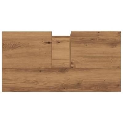 Wastafelkast 65x33x60 cm bewerkt hout artisanaal eikenkleurig
