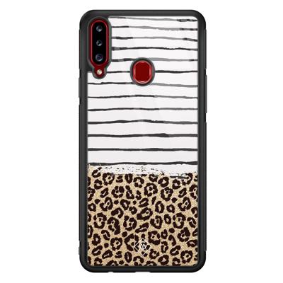 Samsung Galaxy A20s glazen hardcase - Leopard lines Samsung Galaxy A20s glazen hardcase - Leopard lines