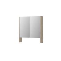 INK SPK3 Spiegelkast - 70x14x74cm - 2 deuren - dubbelzijdige Spiegel - open planchet - schakelaar en stopcontact - MFC Ivoor eiken 1110080 - thumbnail