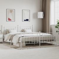 Bedframe met hoofd- en voeteneinde metaal wit 193x203 cm - thumbnail