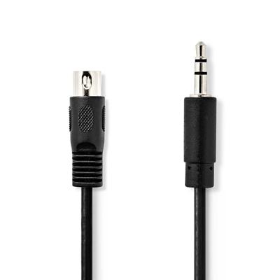 Nedis DIN-Audiokabel | DIN 5-Pins Male | 3,5 mm Male | Vernikkeld | 1.00 m | Rond | PVC | Zwart | Label - CAGL20100BK10