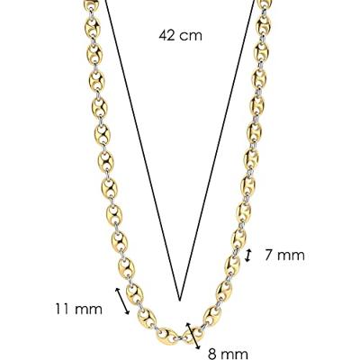 TI SENTO-Milano 3985SY Ketting Koffieboonschakel zilver goud-en zilverkleurig 8 mm 42 cm TI SENTO-Milano 3985SY Ketting Koffieboonschakel zilver goud-en zilverkleurig 8 mm 42 cm