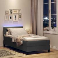 Boxspringbed met matras en LED stof donkergrijs 100x200 cm - thumbnail