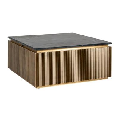 Richmond Vierkante Salontafel 'Ironville' 90cm, kleur goud / zwart marmer Richmond Vierkante Salontafel 'Ironville' 90cm, kleur goud / zwart marmer