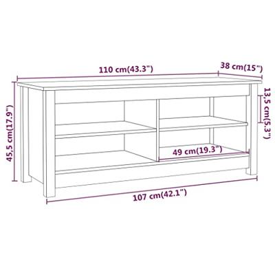 VidaXL Schoenenbank 110x38x45,5 cm massief grenenhout wit