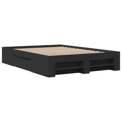 Bedframe bewerkt hout zwart 135x190 cm