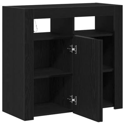 Dressoir Zwart Eiken 80 x 35 x 75 cm Bewerkt hout