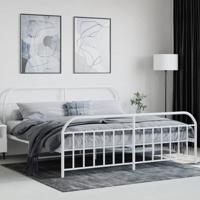 Bedframe met hoofd- en voeteneinde metaal wit 193x203 cm - thumbnail