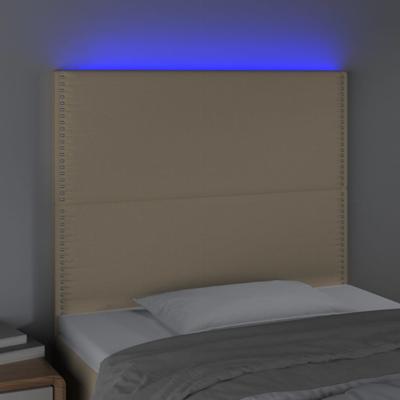 Hoofdbord LED 90x5x118/128 cm stof crèmekleurig - thumbnail