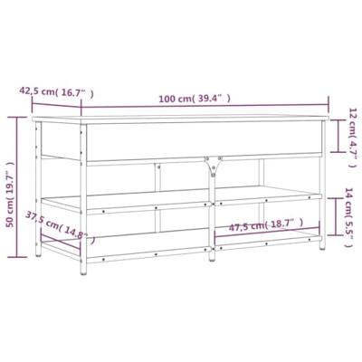 Schoenenbankje 100x42,5x50 cm bewerkt hout grijs sonoma eiken