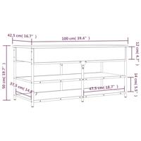 Schoenenbankje 100x42,5x50 cm bewerkt hout gerookt eikenkleurig - thumbnail