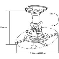 LogiLink BP0003 Beamer-plafondbeugel Kantelbaar, Draaibaar Afstand vloer-plafond (max.): 22 cm Wit - thumbnail