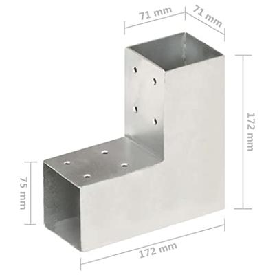 VidaXL Paalverbindingen 4 st l-vorm 71x71 mm gegalvaniseerd metaal VidaXL Paalverbindingen 4 st l-vorm 71x71 mm gegalvaniseerd metaal
