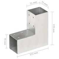 VidaXL Paalverbindingen 4 st l-vorm 71x71 mm gegalvaniseerd metaal - thumbnail
