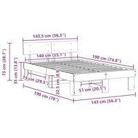 Bedframe met hoofdeinde Bruin 140 x 190 cm Massief grenenhout - thumbnail