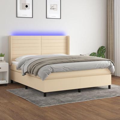 Boxspring met matras en LED stof crèmekleurig 160x200 cm