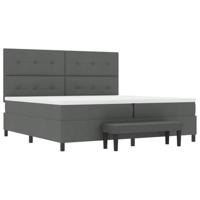 Boxspringbed met matras en bank stof donkergrijs 200x200 cm - thumbnail