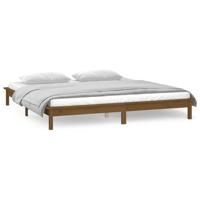 Bedframe LED massief hout honingbruin 200x200 cm - thumbnail
