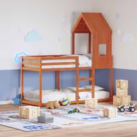 Kinderbedhuisje 60x99x139,5 cm massief grenenhout wasbruin - thumbnail