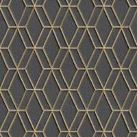 DUTCH WALLCOVERINGS behang hexagonal zwart en goudkleurig - thumbnail