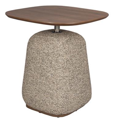 Dutchbone Bijzettafel 'Shelly' Gemêleerde stof en walnootlook, 48 x 48cm, kleur Cinnamon