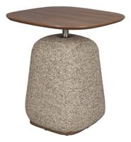 Dutchbone Bijzettafel 'Shelly' Gemêleerde stof en walnootlook, 48 x 48cm, kleur Cinnamon - thumbnail