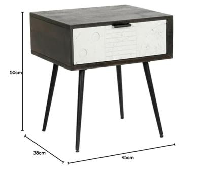 Nachtkastje DKD Home Decor 45 x 38 x 50 cm Zwart Metaal Wit Mangohout Wengue