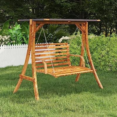 VidaXL Schommelframe met antracietkleur dak gebogen hout teakafwerking