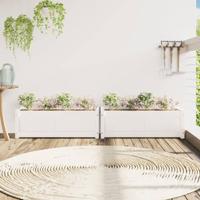 VidaXL Plantenbakken 2 st cm massief grenenhout wit - thumbnail