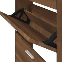 Schoenenkast 59x17x169 cm bewerkt hout bruin eikenkleur - thumbnail