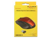 Delock 12493 Ergonomische muis USB Optisch Zwart, Rood 5 Toetsen - thumbnail