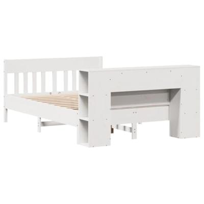 Bed met boekenkast zonder matras grenenhout wit 160x200 cm