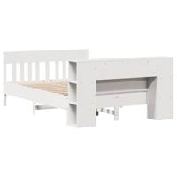 Bed met boekenkast zonder matras grenenhout wit 160x200 cm - thumbnail