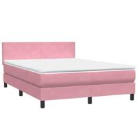 Boxspring met matras fluweel roze 140x210 cm - thumbnail