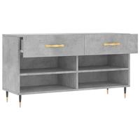 VidaXL Schoenenbank 102x35x55 cm bewerkt hout betongrijs - thumbnail