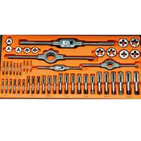 Beta Assortiment van verchroomde tappen en snijplaten, metrische draad, met toebehoren in houten kist 446/C48 - 004460057 - thumbnail