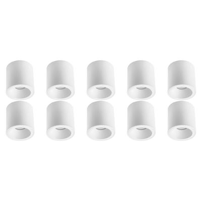 Opbouwspot 10 Pack - Pragmi Cliron Pro - GU10 Fitting - Opbouw Rond - Mat Wit - Aluminium - Verdiept - Ø90mm