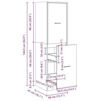 Apothekerskast 40x41x144,5 cm bewerkt hout betongrijs - thumbnail