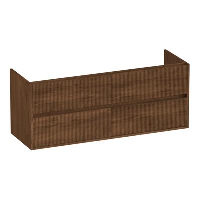 Brauer Adore Wavy - Onderkast - 140 cm - met 4 Softclose Lades Greeploos en 2 Sifon Uitsparingen - Forest Cacao