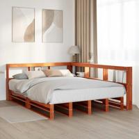 Bed met boekenkast zonder matras grenenhout wasbruin 135x190 cm - thumbnail