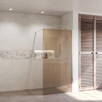BWS Inloopdouche Pro Line Brons Glas 30x200 8mm Nano Coating Chroom Profiel en Stang - thumbnail