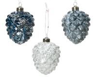 Dennenappel glas l8b8h10 cm a3 kerst Decoris - Decoris - thumbnail