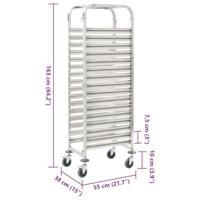 Keukentrolley 16-laags 38x55x163 cm roestvrij staal - thumbnail