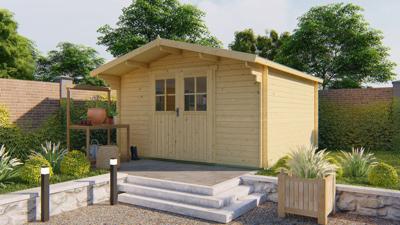 Tuindeco Torrent Blokhut 400x400 cm 34 mm vuren blank- Zadeldak- Onbehandeld vurenhout- Tuindeco Tuindeco Torrent Blokhut 400x400 cm 34 mm vuren blank- Zadeldak- Onbehandeld vurenhout- Tuindeco