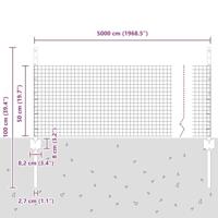VidaXL Hek met paal zilver 0,5 x 50 m staal - thumbnail