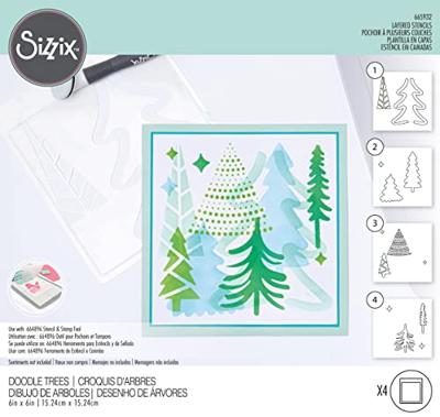Sizzix • layered stencils doddle trees 4stuks