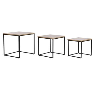 Set van 3 tafels DKD Home Decor Zwart Metaal 45 x 45 x 45 cm Hout MDF